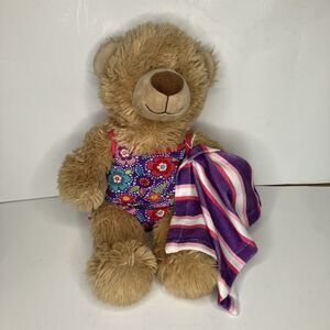 Build A Bear Teddy Bear Tan Brown Plush With Swimsuit Toy Stuffed Animal 14"